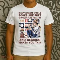 In My Dream World Books Are Free Chocolate Is Healthy T-Shirt thumb 3