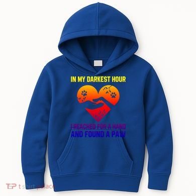 In My Darkest Hour I Reached For A Hand Found A Paw Xmas Gift Kids Hoodie