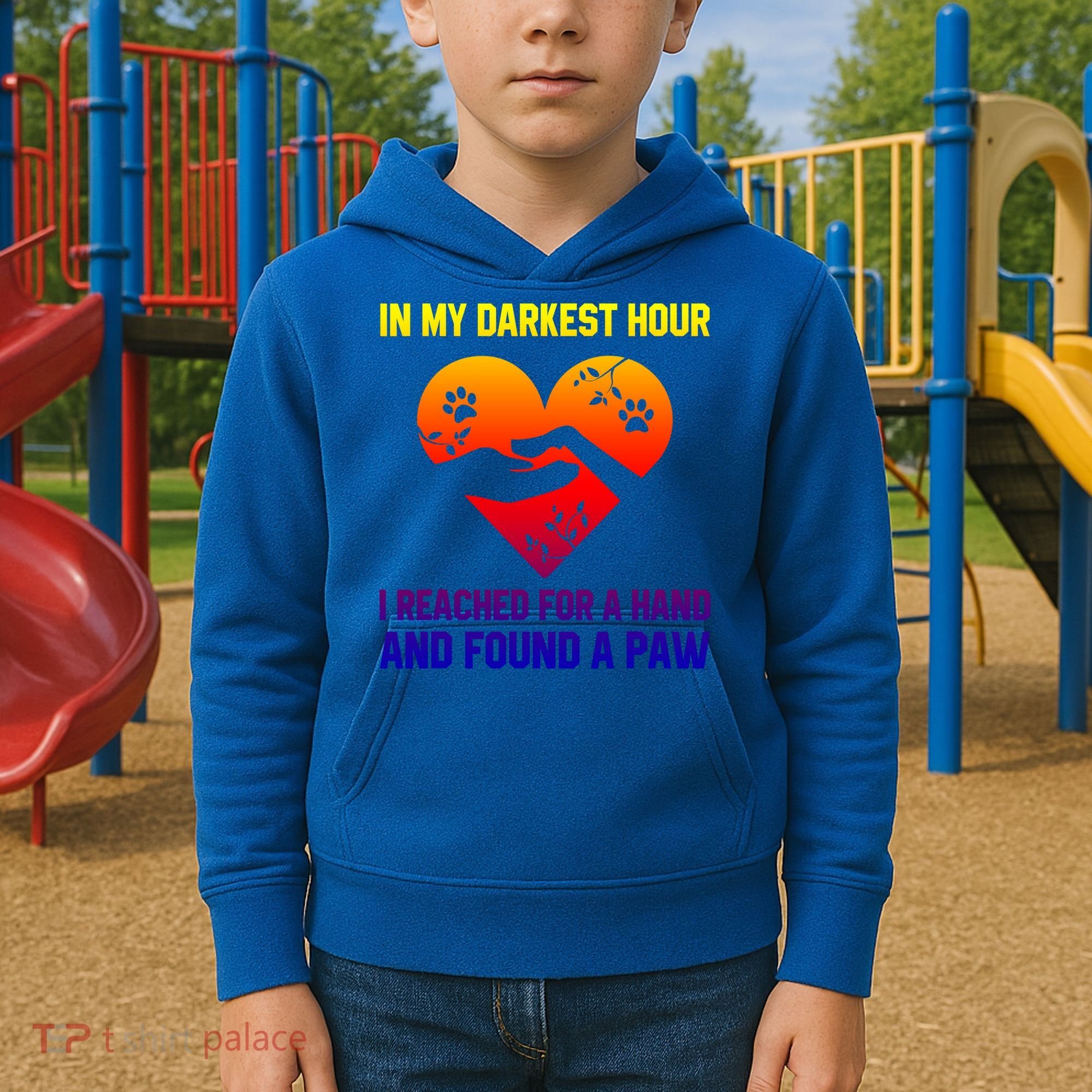 In My Darkest Hour I Reached For A Hand Found A Paw Xmas Gift Kids Hoodie