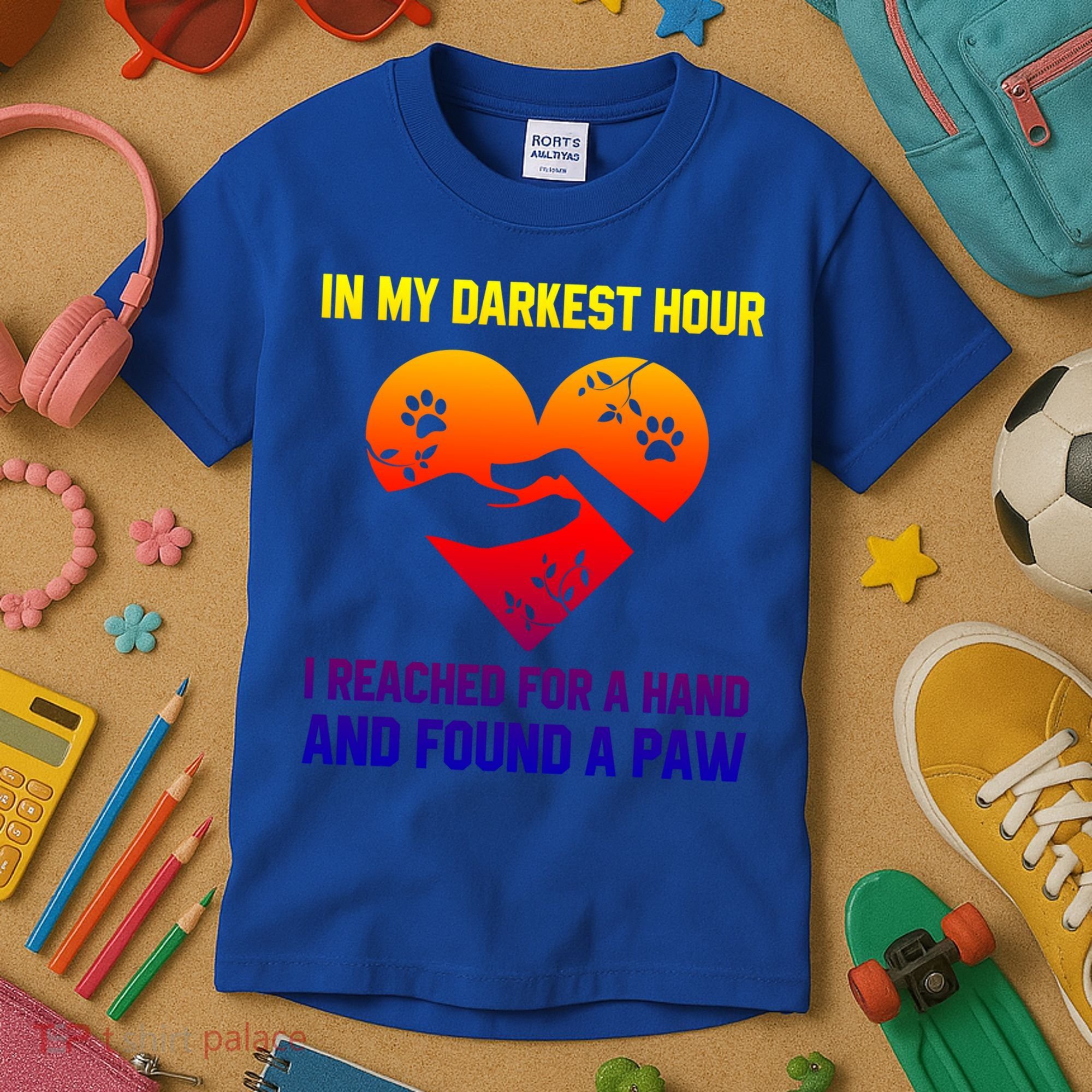 In My Darkest Hour I Reached For A Hand Found A Paw Xmas Gift Kids T-Shirt
