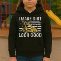 I Make Dirt Look Good Excavator Kids Hoodie thumb 3