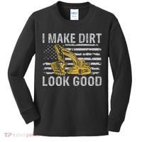 I Make Dirt Look Good Excavator Kids Long Sleeve Shirt thumb 0