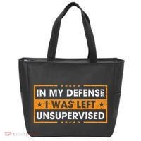In My Defense I Was Left Unsupervised Retro Tote Bag thumb 0