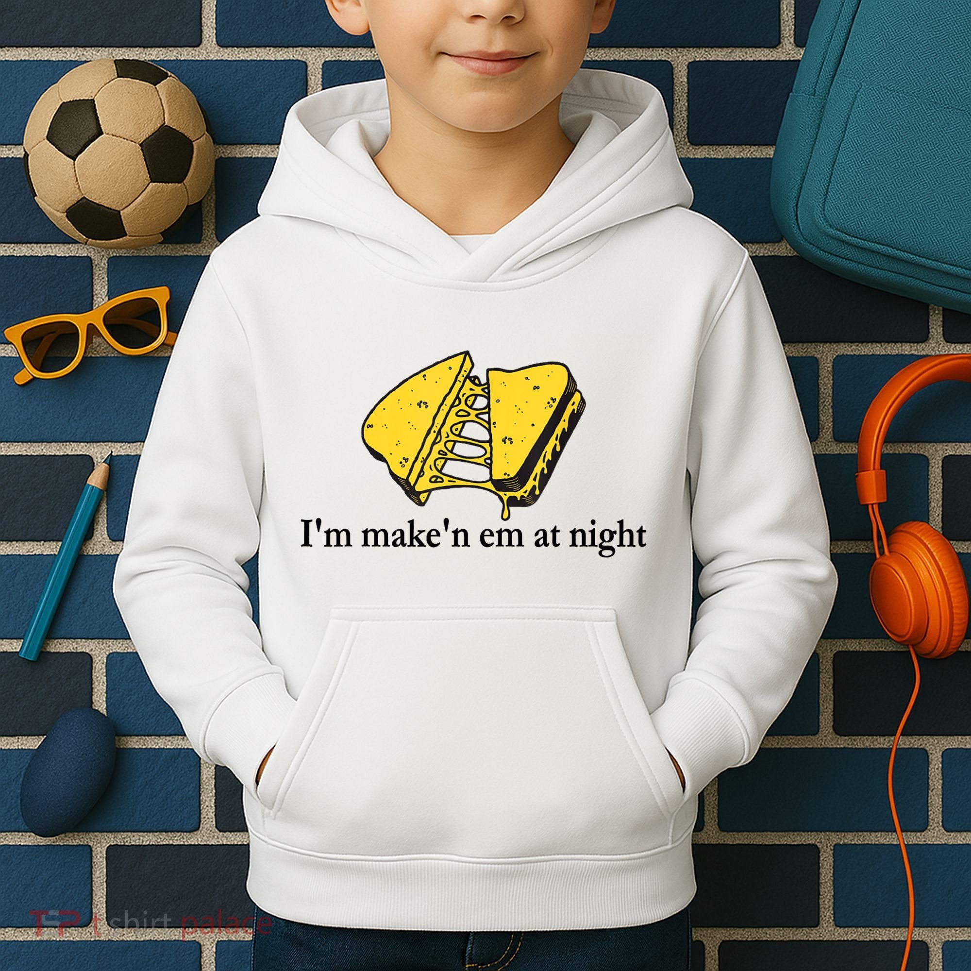 IM MakeN Em At Night Cheese Sandwich Kids Hoodie