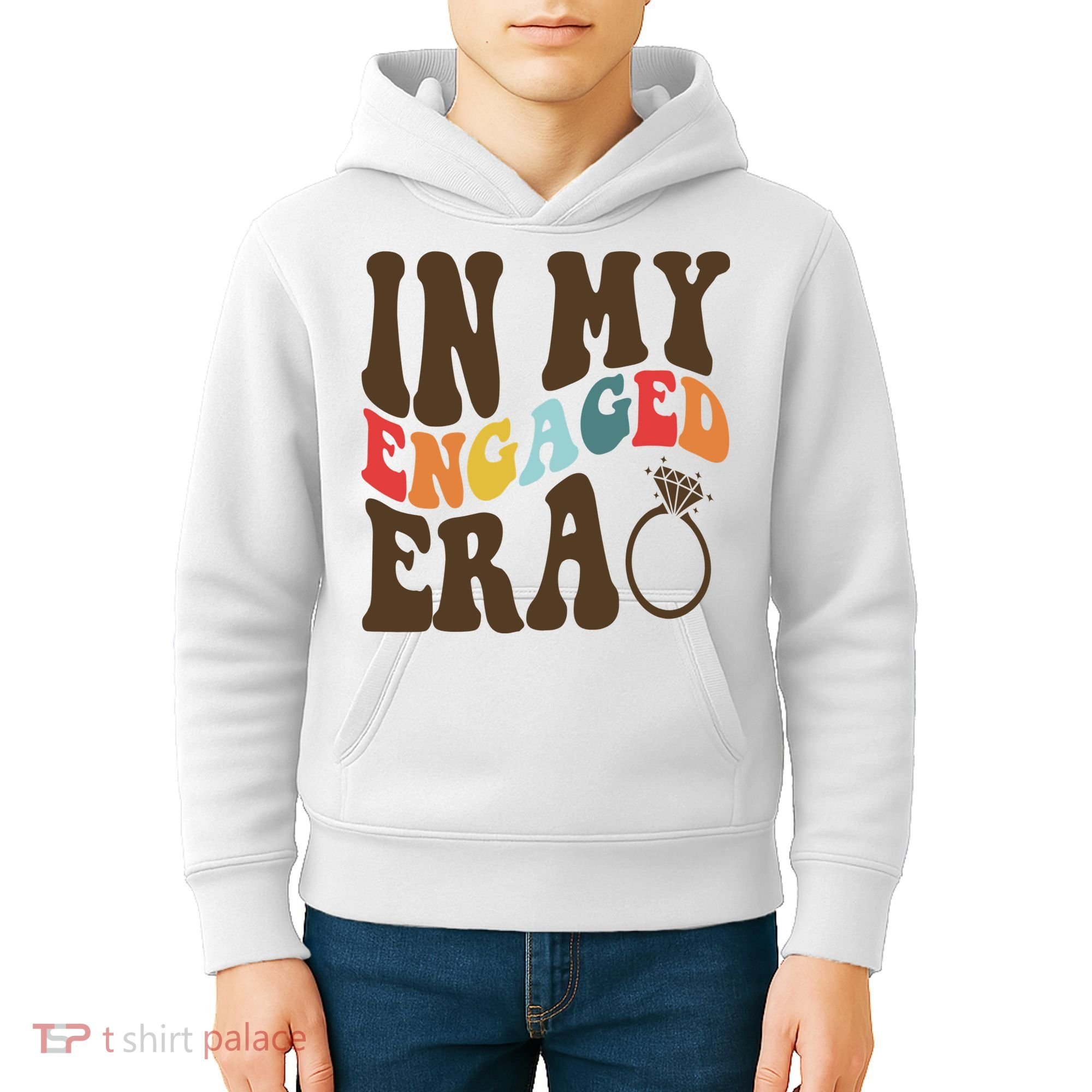 In My Engaged Era Cute Proposal Gift Kids Hoodie