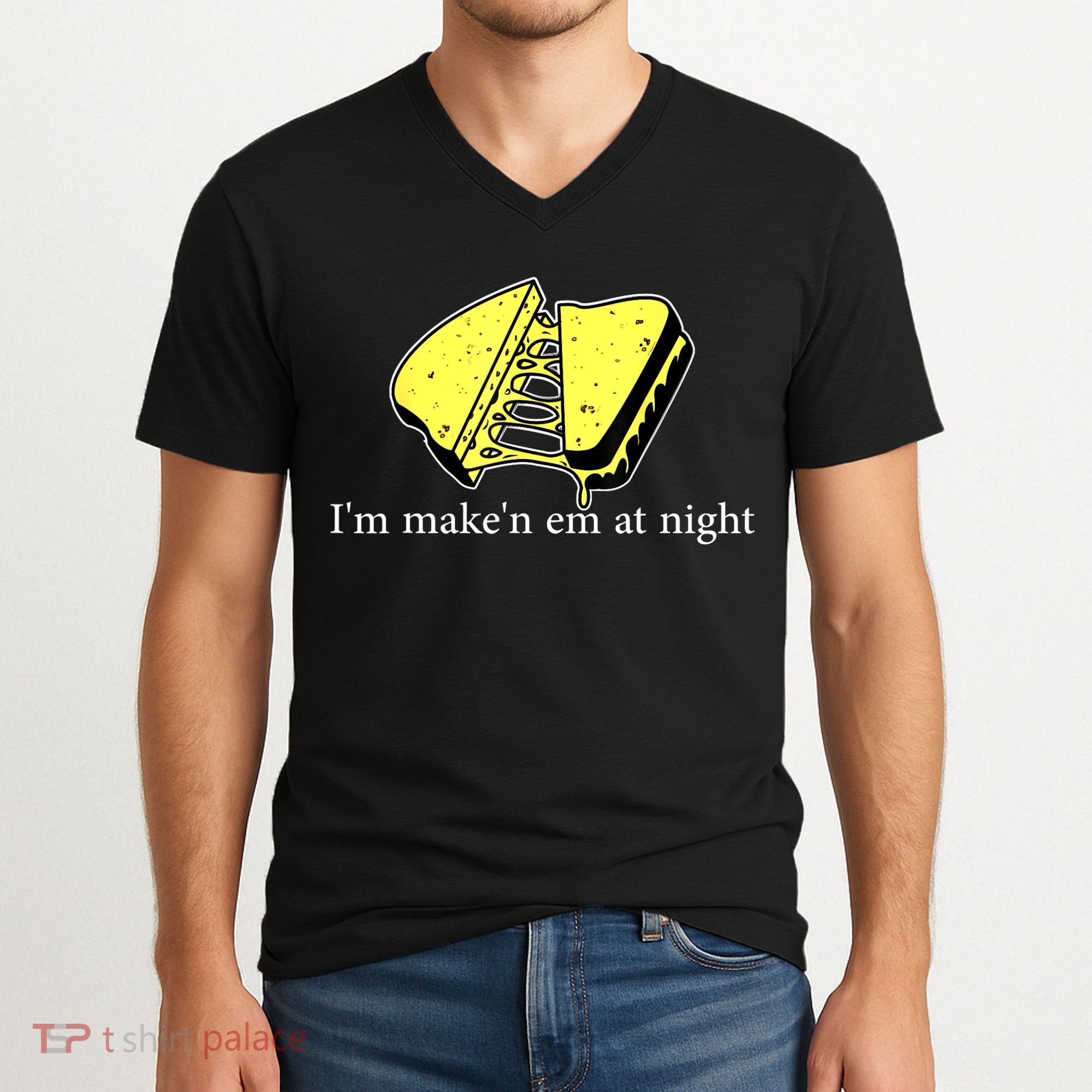 IM MakeN Em At Night Cheese Sandwich V-Neck T-Shirt