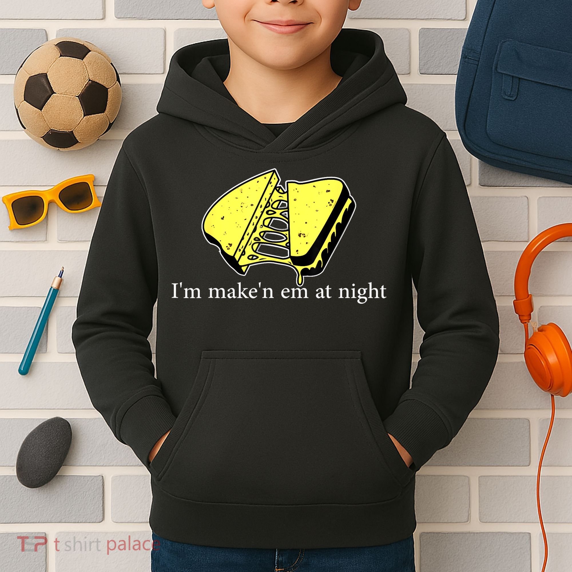 IM MakeN Em At Night Cheese Sandwich Kids Hoodie