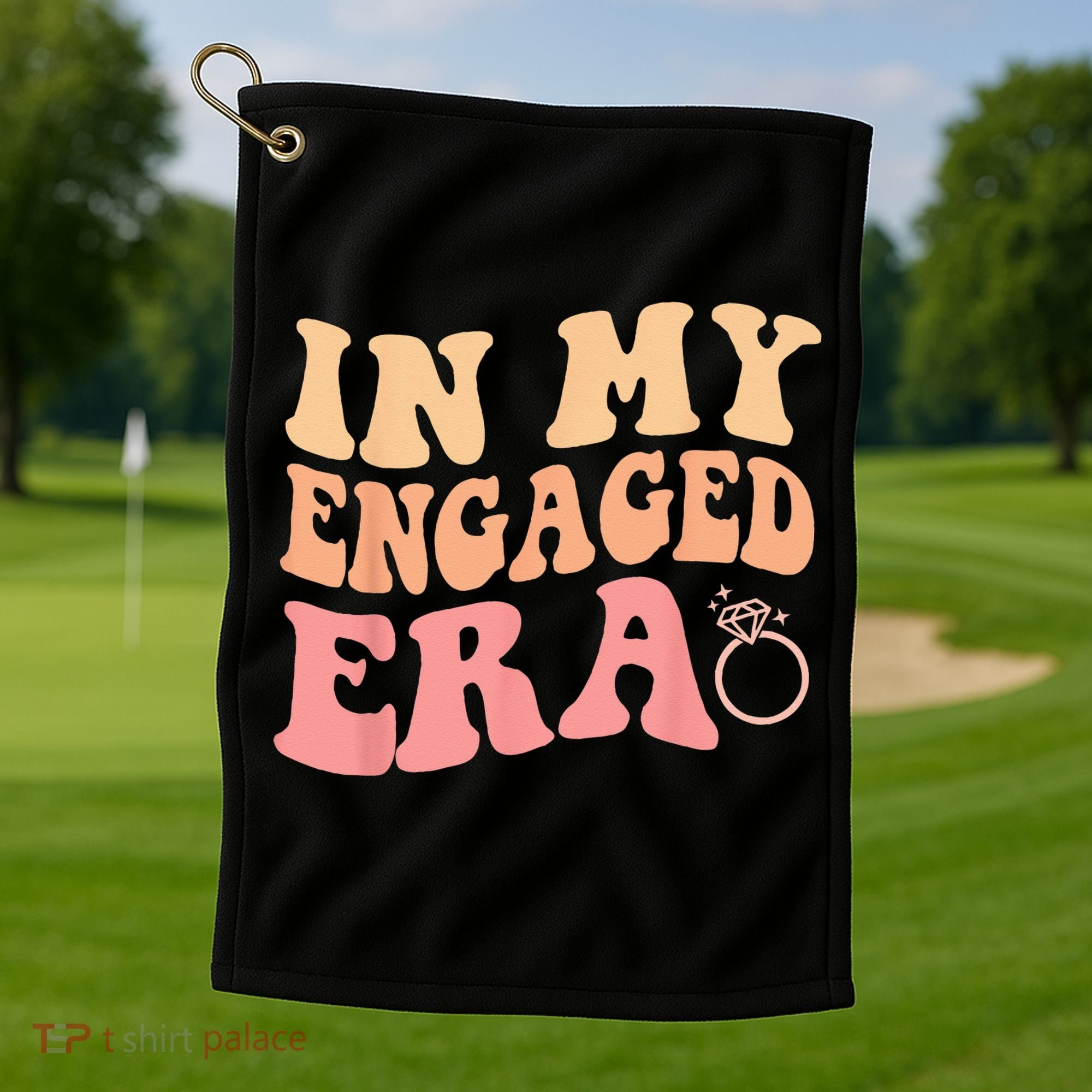 In My Engaged Era Groovy Bride Bachelorette Party Bridesmaid Golf Towel