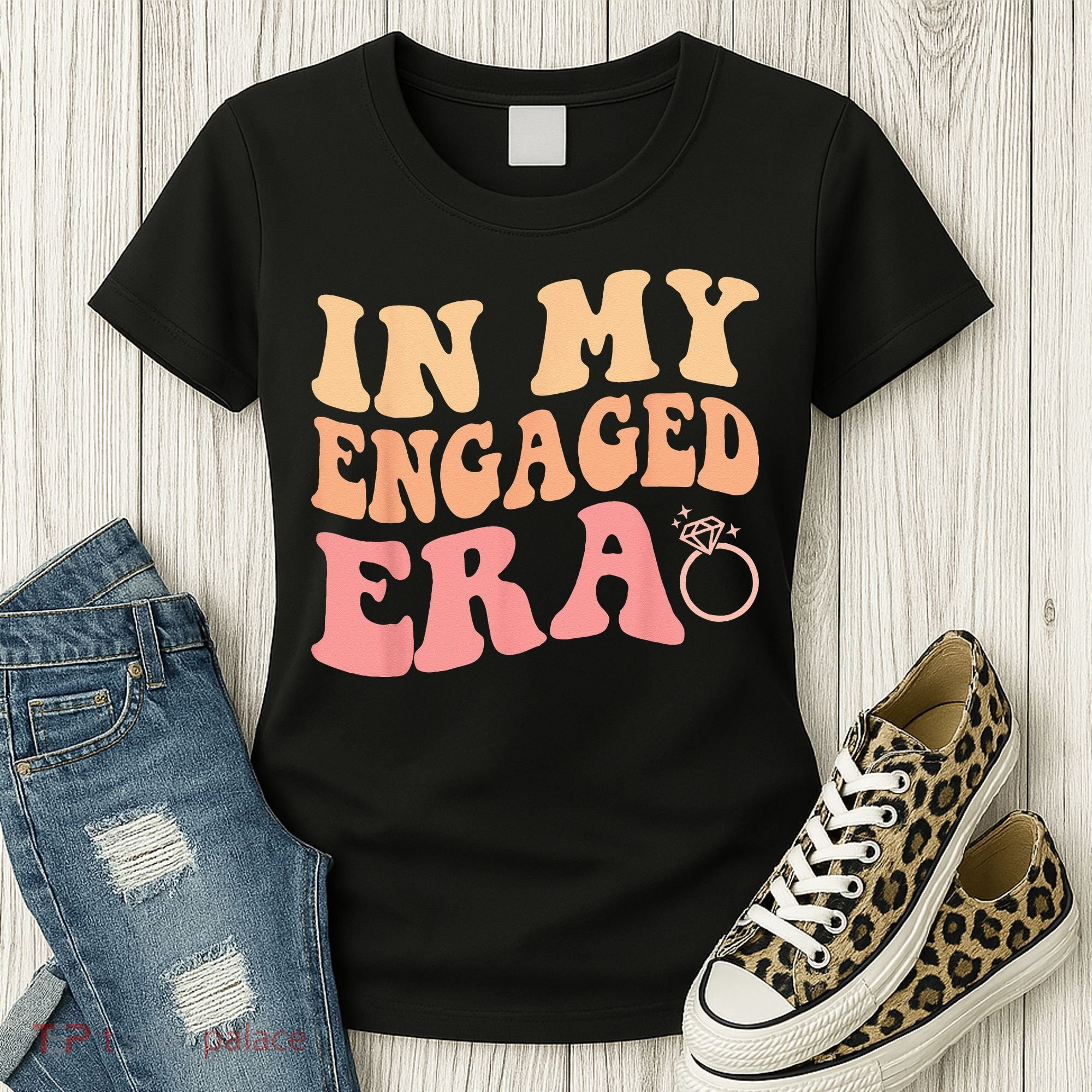In My Engaged Era Groovy Bride Bachelorette Party Bridesmaid Women's T-Shirt