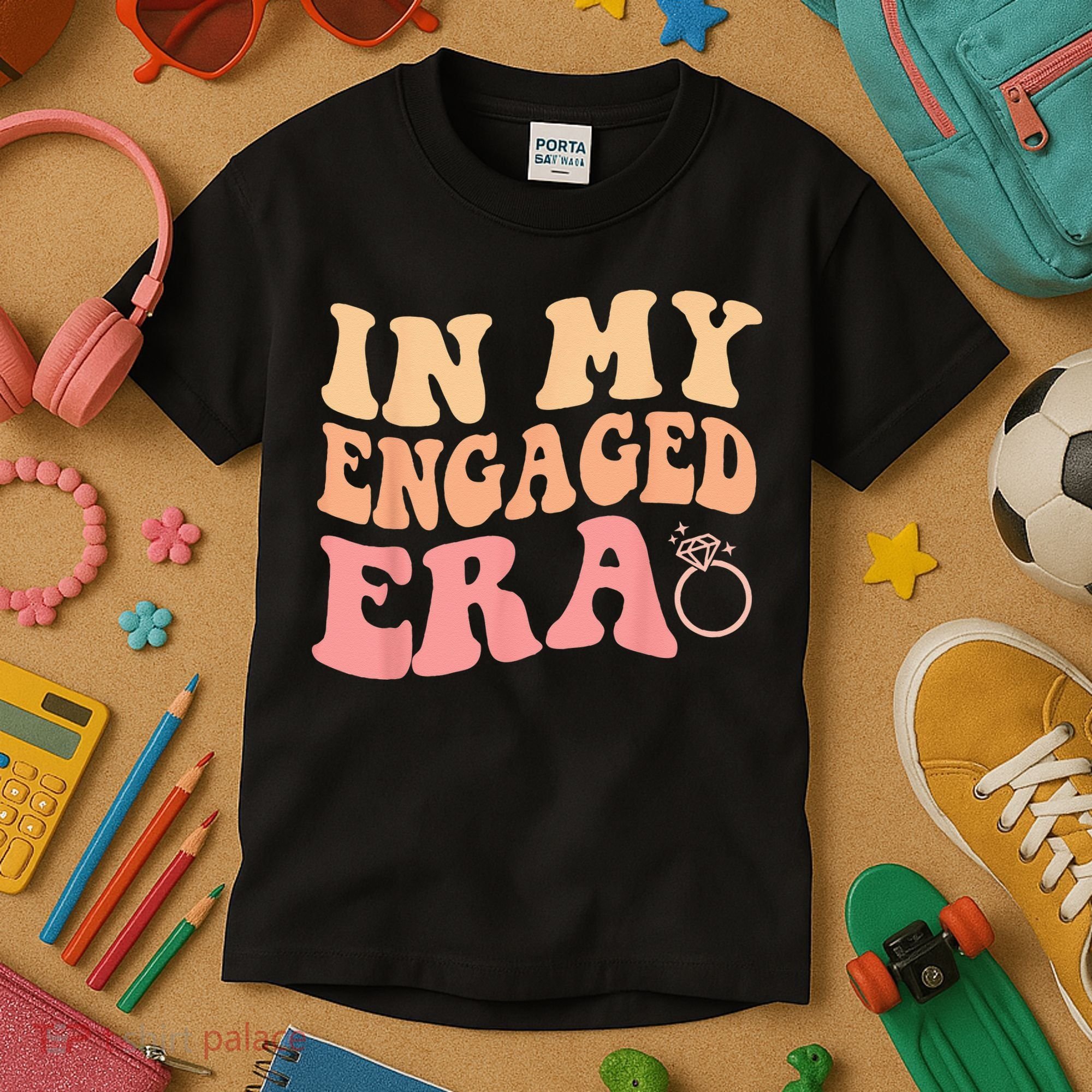 In My Engaged Era Groovy Bride Bachelorette Party Bridesmaid Kids T-Shirt
