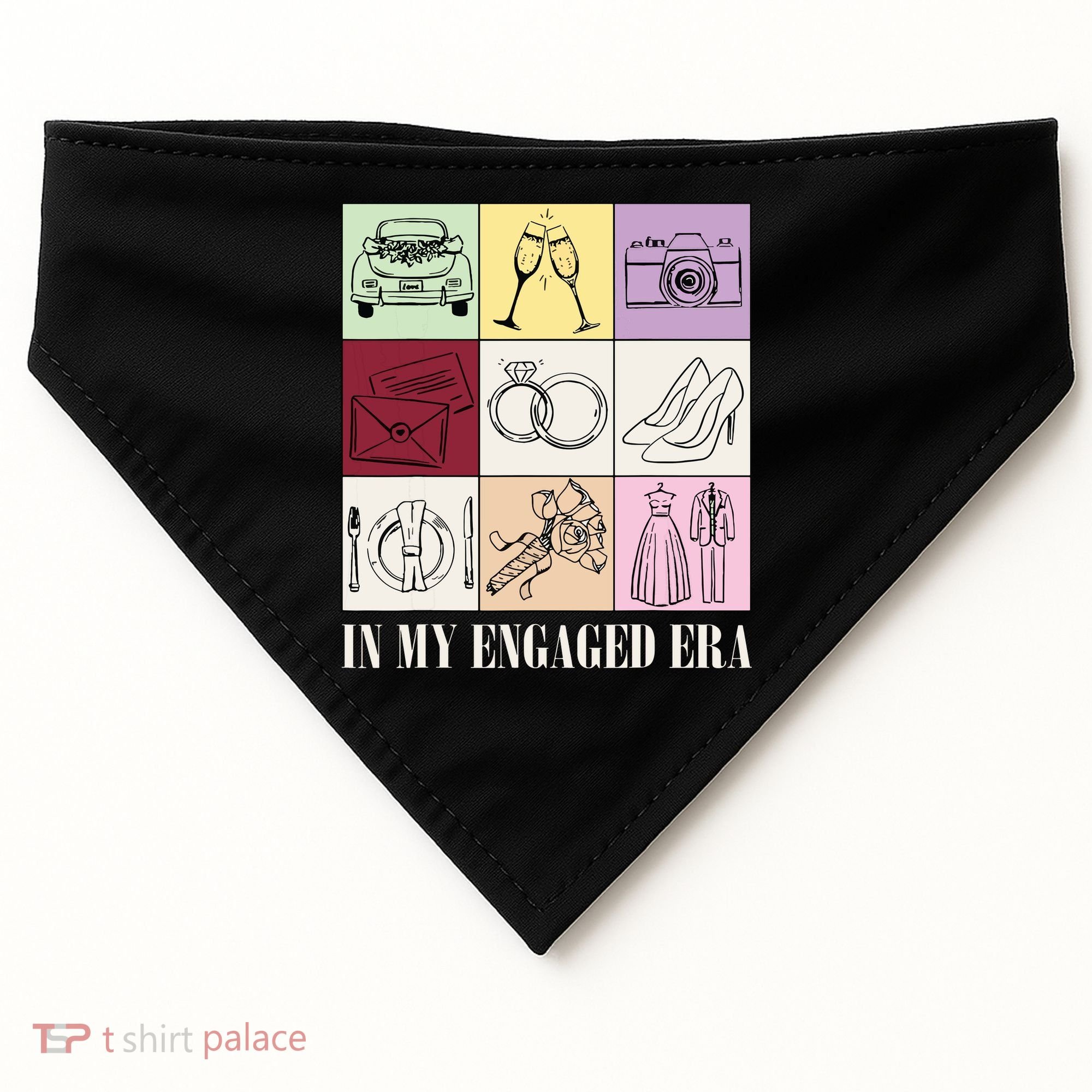 In My Engaged Era Retro Bride Wedding Engagement USA-Made Doggie Bandana