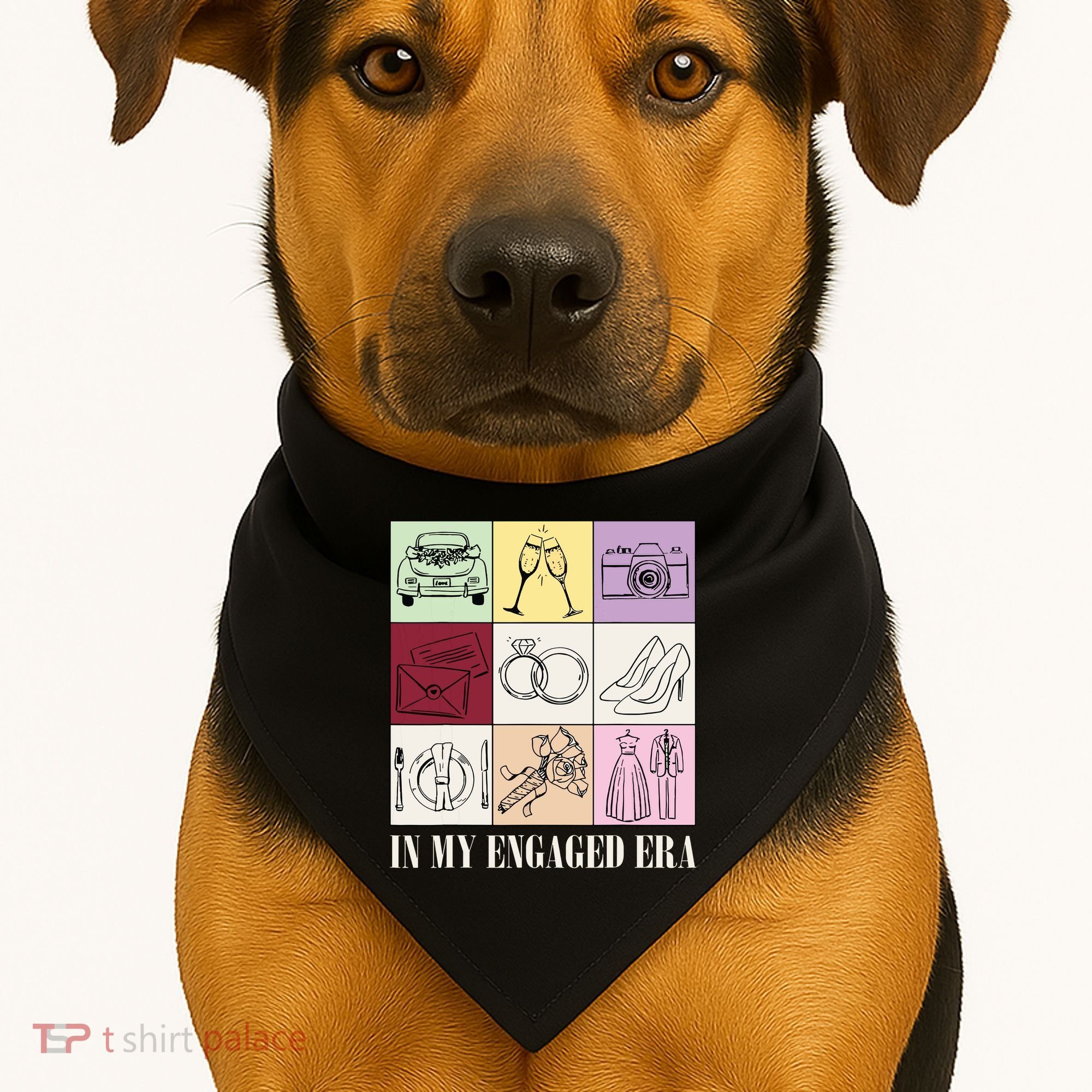 In My Engaged Era Retro Bride Wedding Engagement USA-Made Doggie Bandana