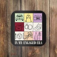 In My Engaged Era Retro Bride Wedding Engagement Coaster thumb 0