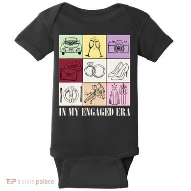 In My Engaged Era Retro Bride Wedding Engagement Baby Bodysuit