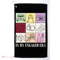 In My Engaged Era Retro Bride Wedding Engagement Golf Towel thumb 0
