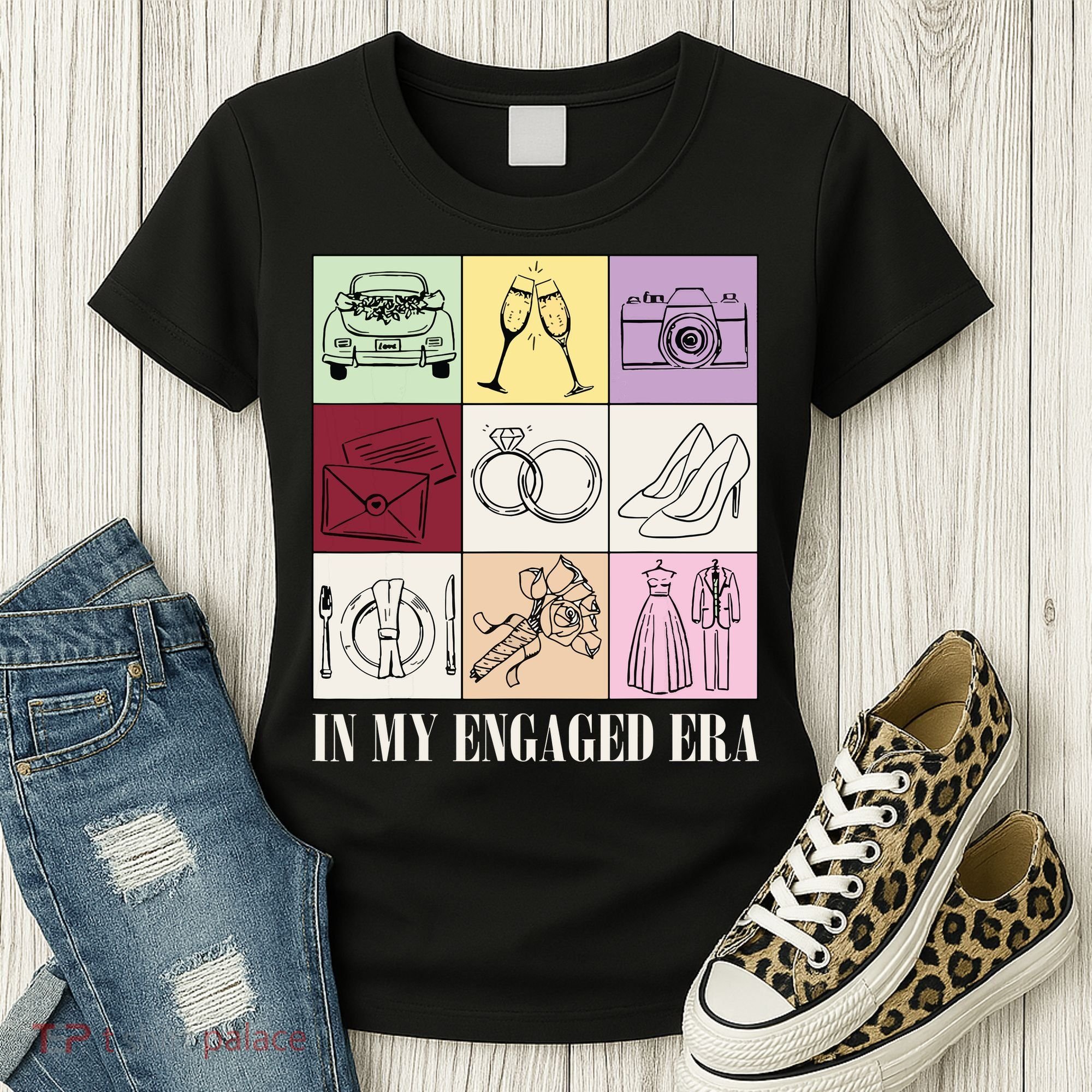 In My Engaged Era Retro Bride Wedding Engagement Women's T-Shirt