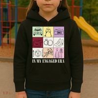 In My Engaged Era Retro Bride Wedding Engagement Kids Hoodie thumb 3