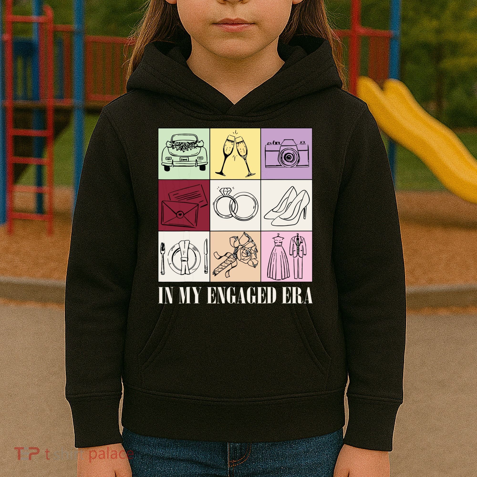 In My Engaged Era Retro Bride Wedding Engagement Kids Hoodie