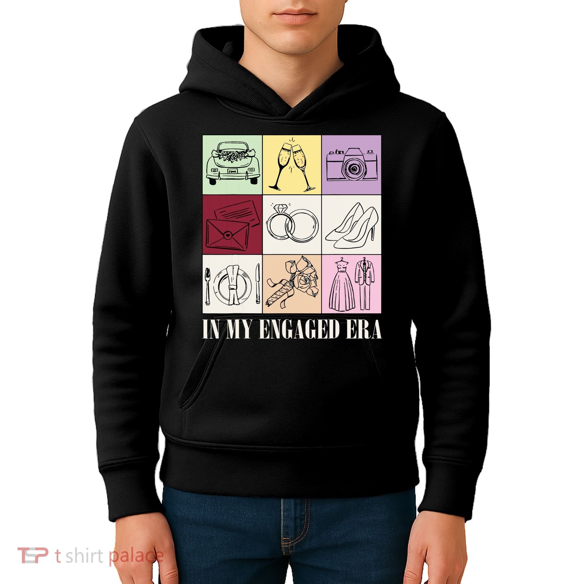 In My Engaged Era Retro Bride Wedding Engagement Kids Hoodie