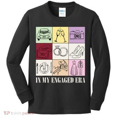 In My Engaged Era Retro Bride Wedding Engagement Kids Long Sleeve Shirt