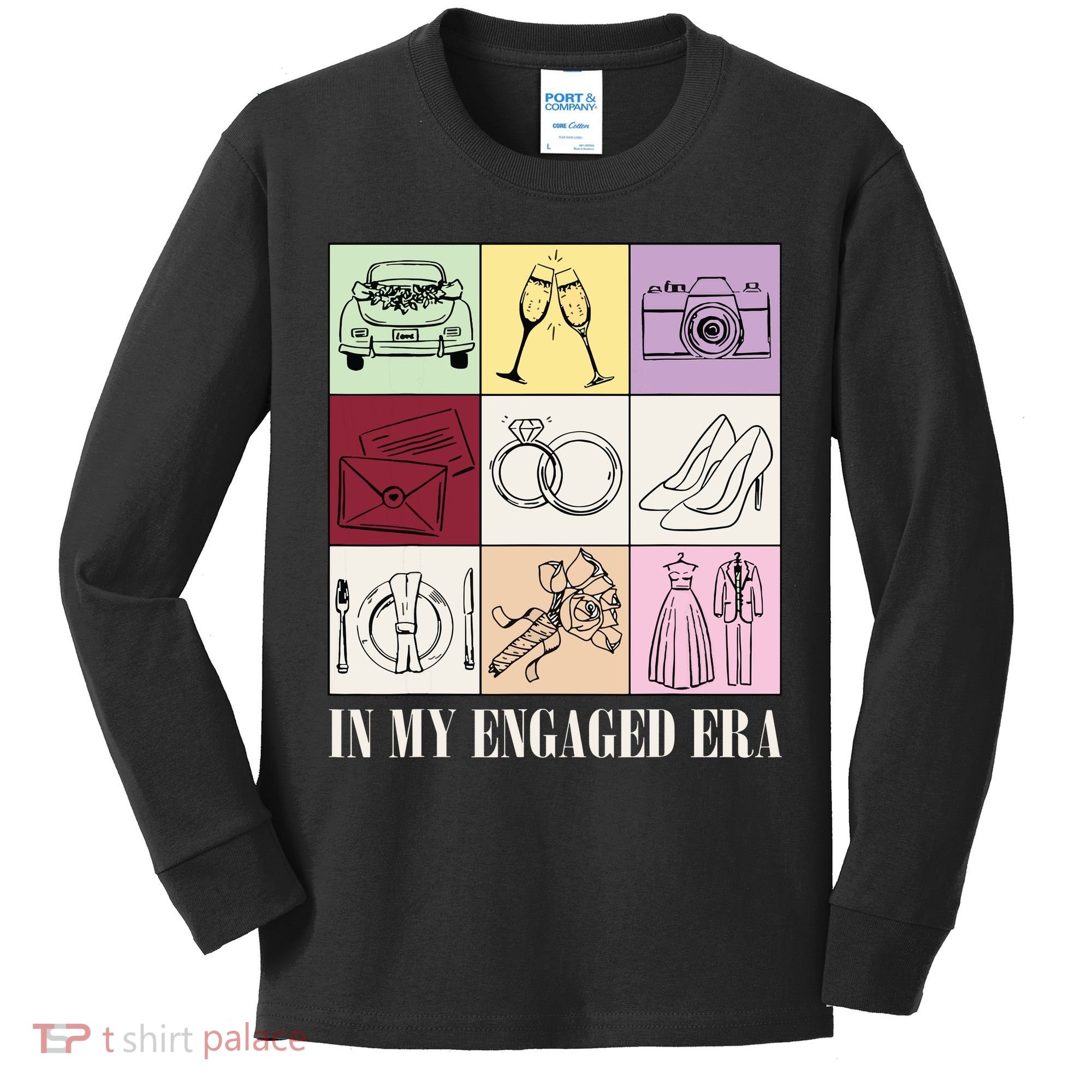 In My Engaged Era Retro Bride Wedding Engagement Kids Long Sleeve Shirt