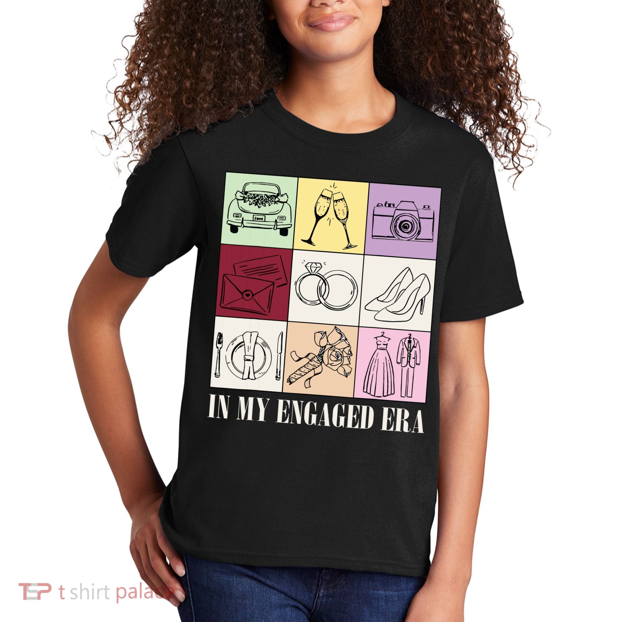 In My Engaged Era Retro Bride Wedding Engagement Kids T-Shirt