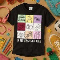 In My Engaged Era Retro Bride Wedding Engagement Kids T-Shirt thumb 3