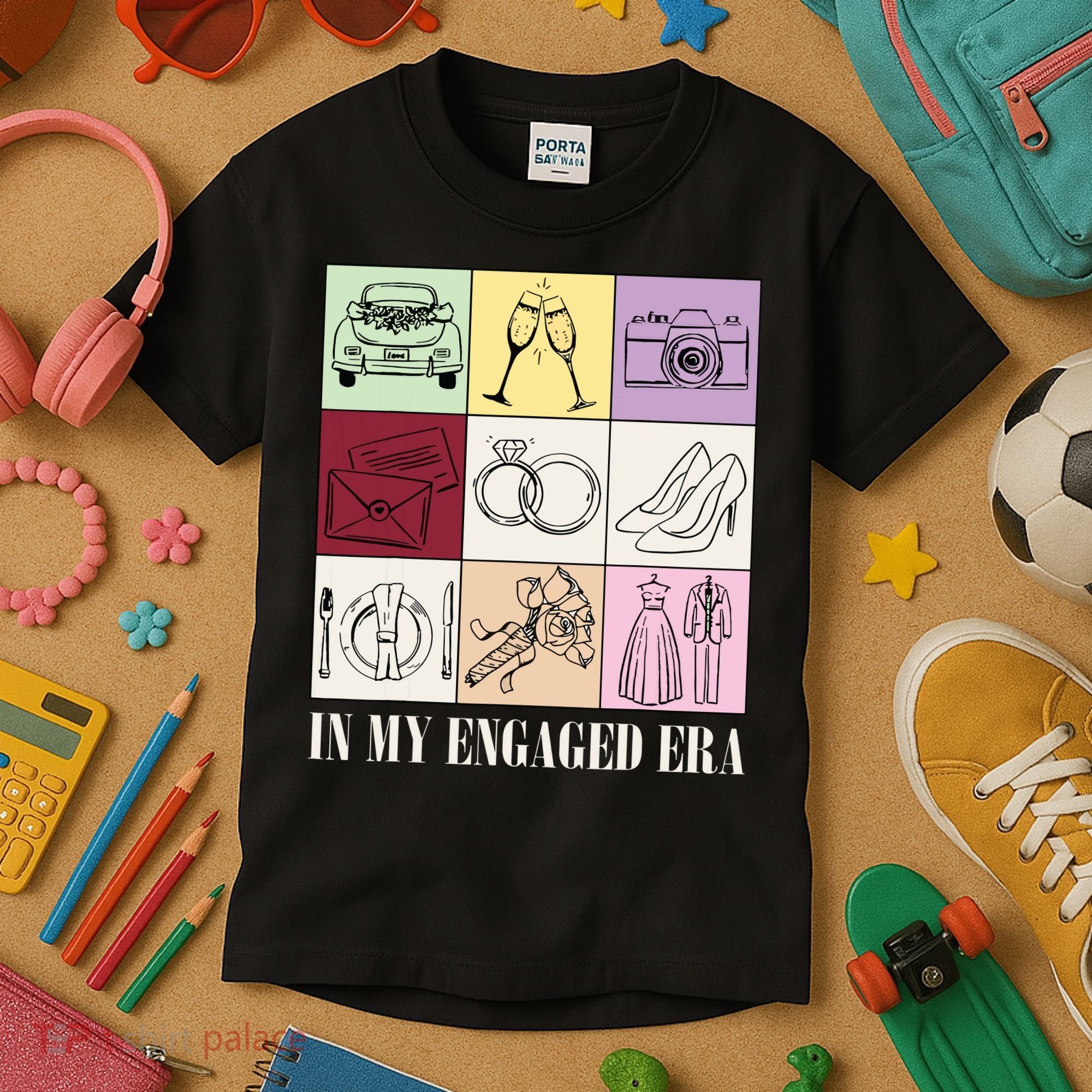 In My Engaged Era Retro Bride Wedding Engagement Kids T-Shirt