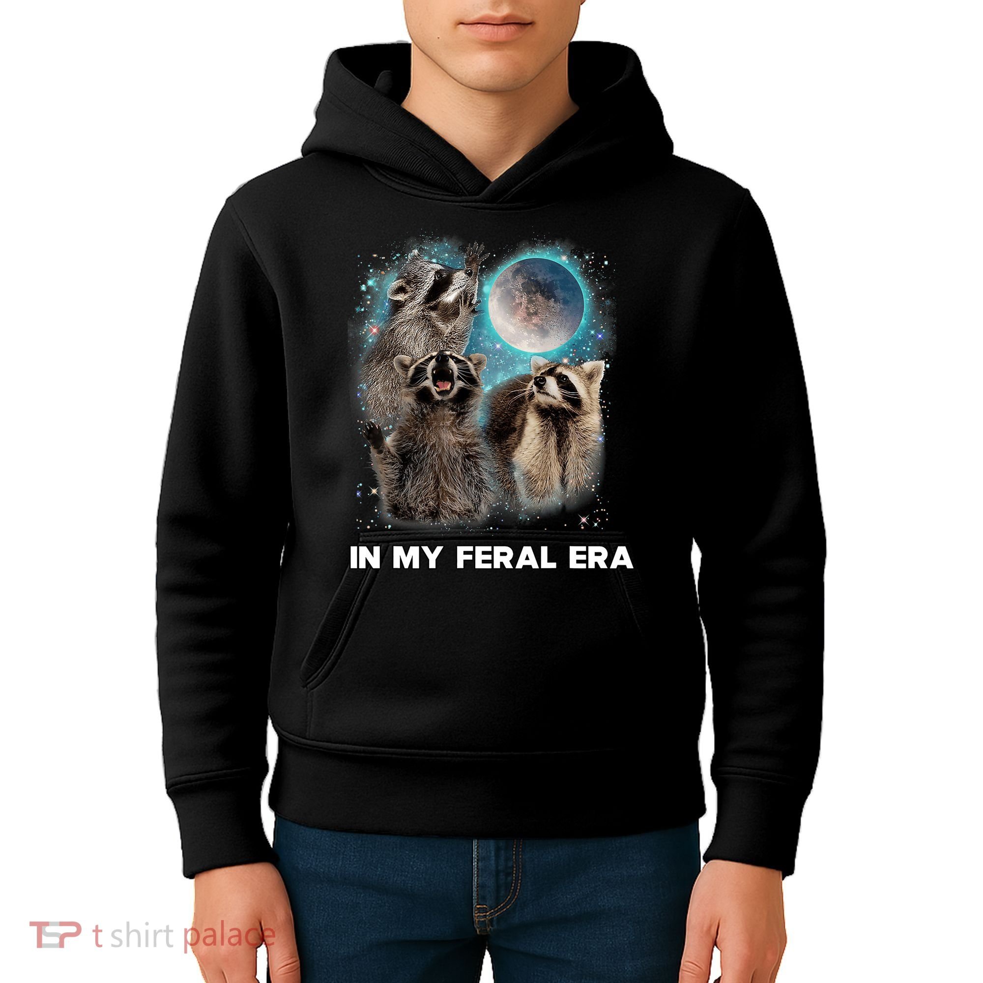 In My Feral Era Raccoon Kids Hoodie