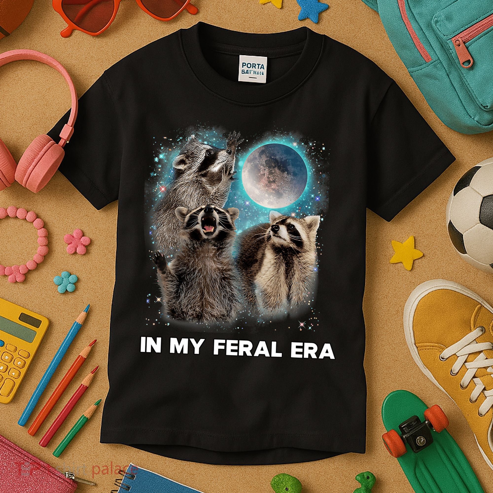 In My Feral Era Raccoon Kids T-Shirt
