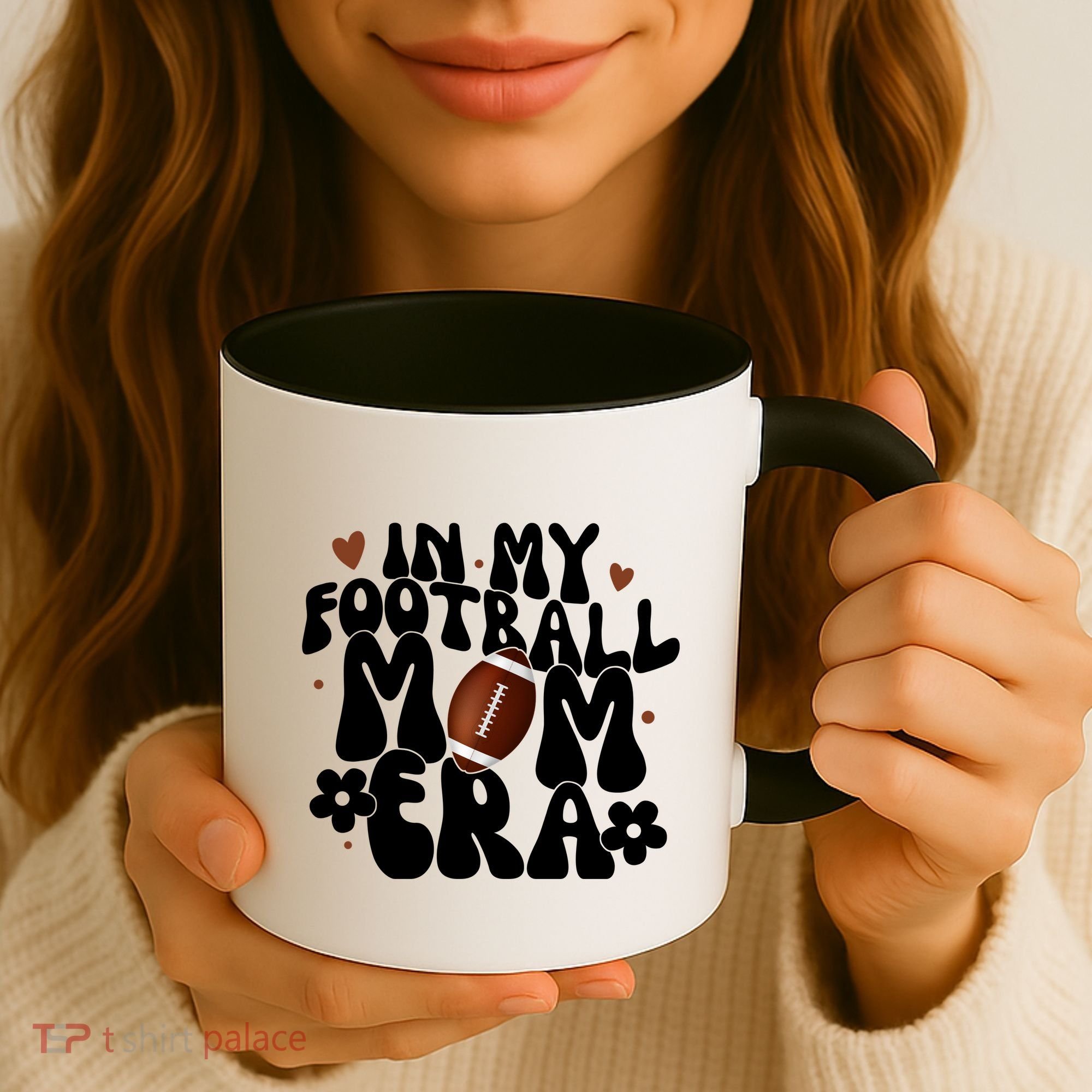In My Football Mom Era Hearts Coffee Mug