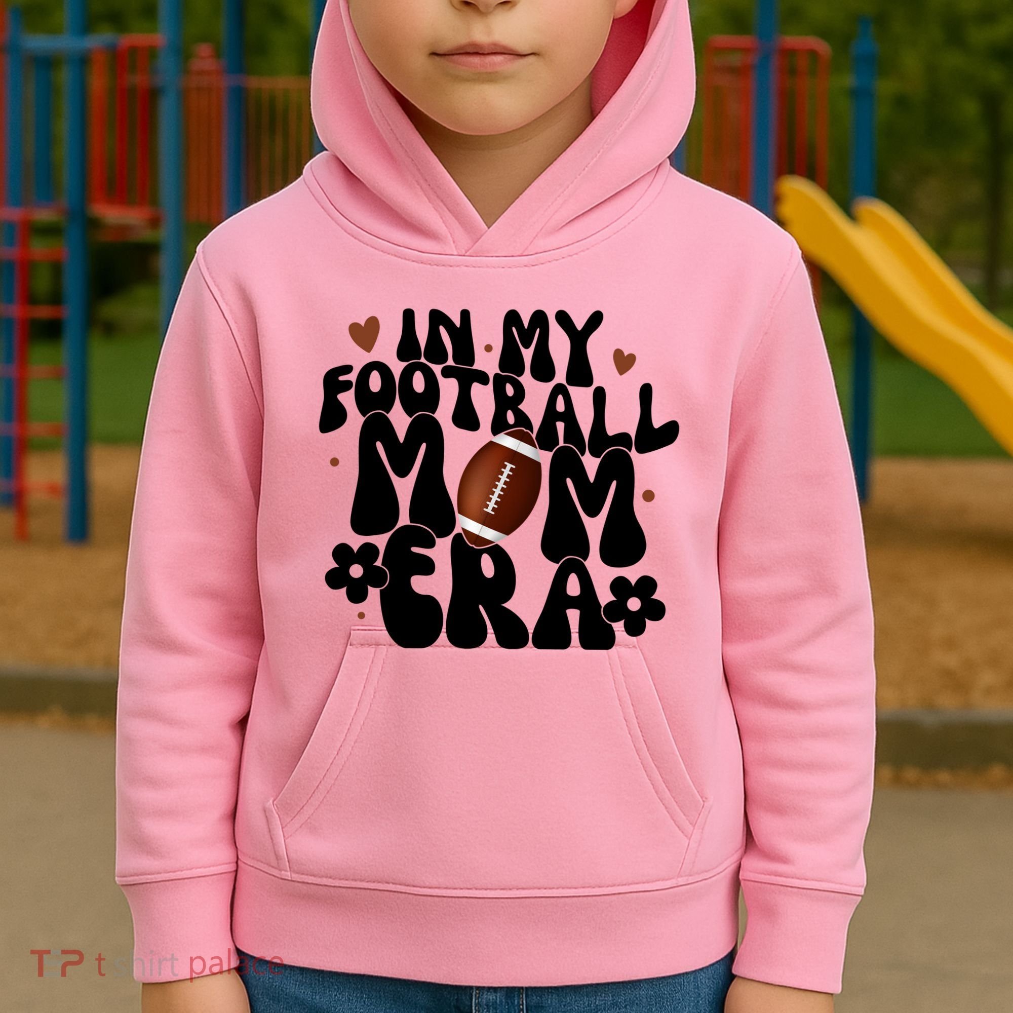 In My Football Mom Era Hearts Kids Hoodie