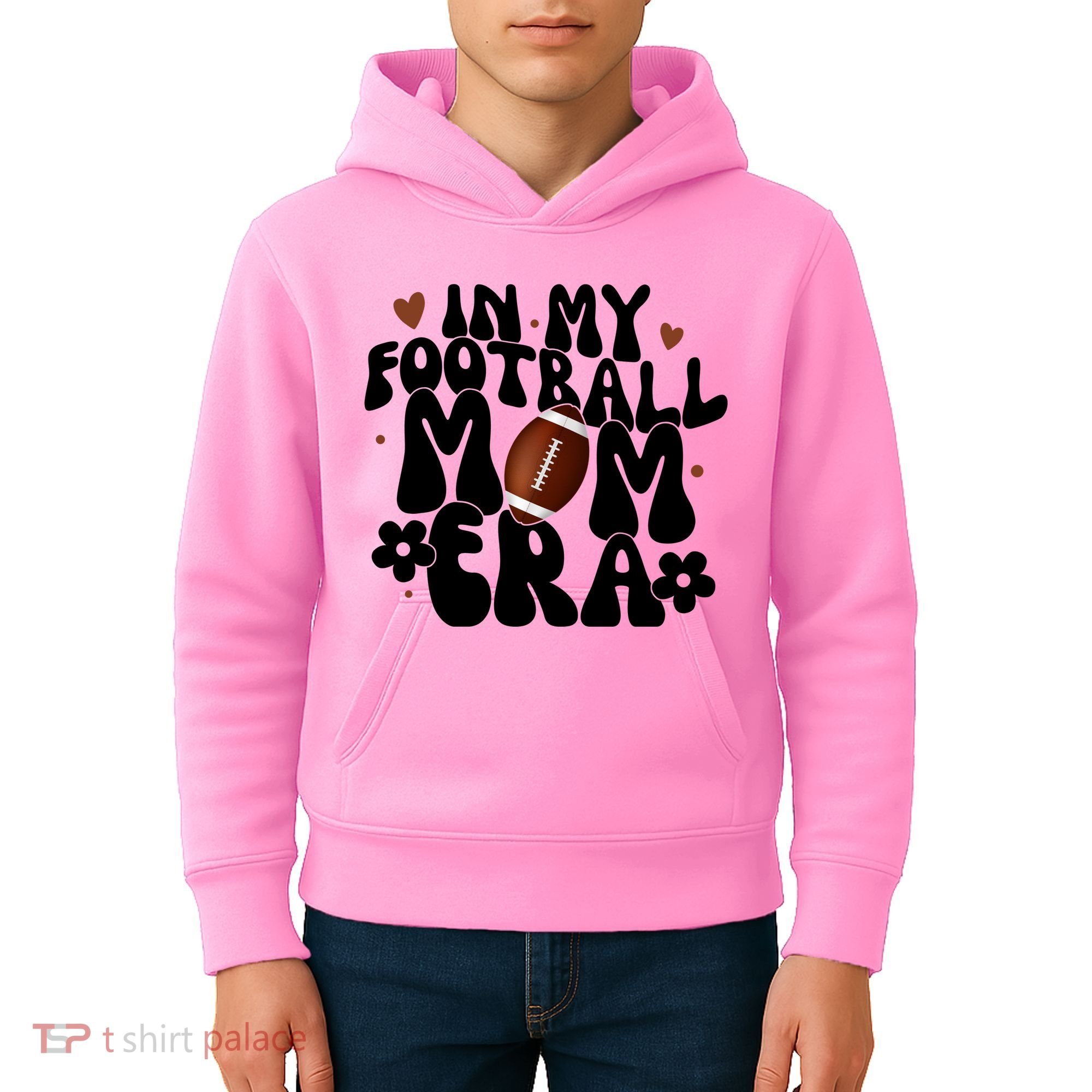 In My Football Mom Era Hearts Kids Hoodie