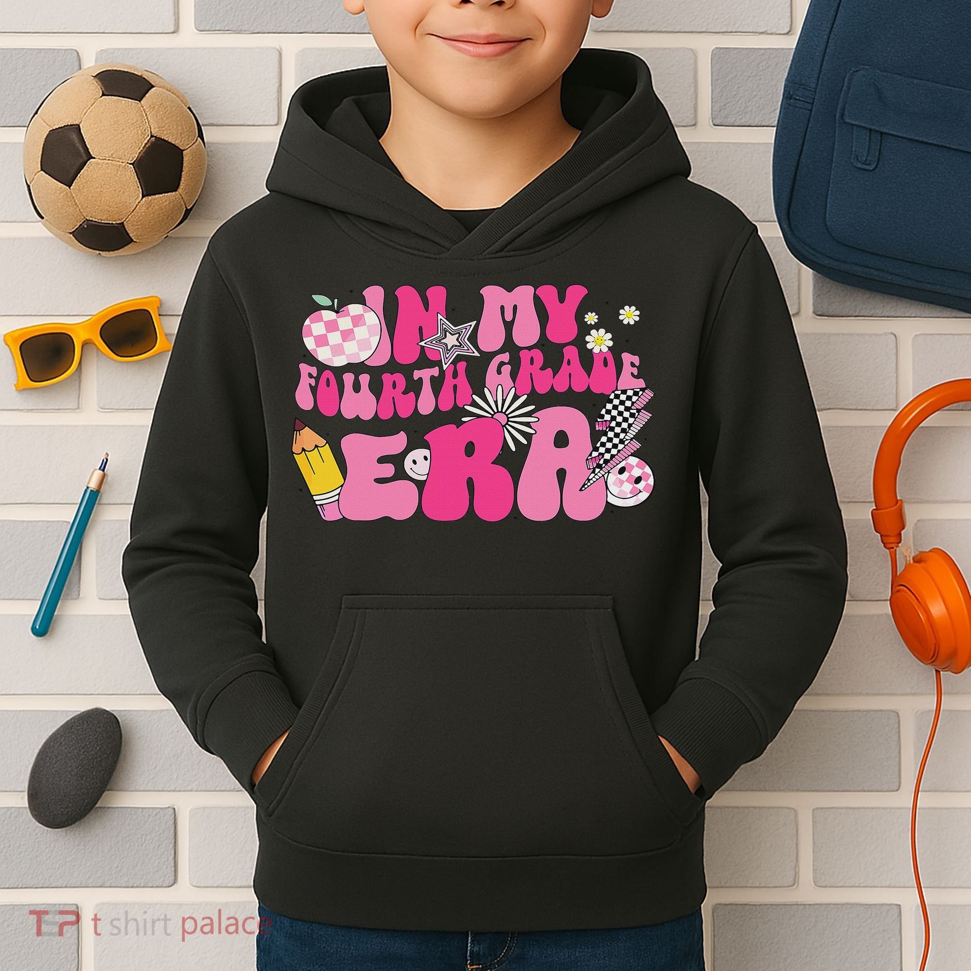 In My Fourth Grade Era Back To School 4th Grade Retro Groovy Kids Hoodie