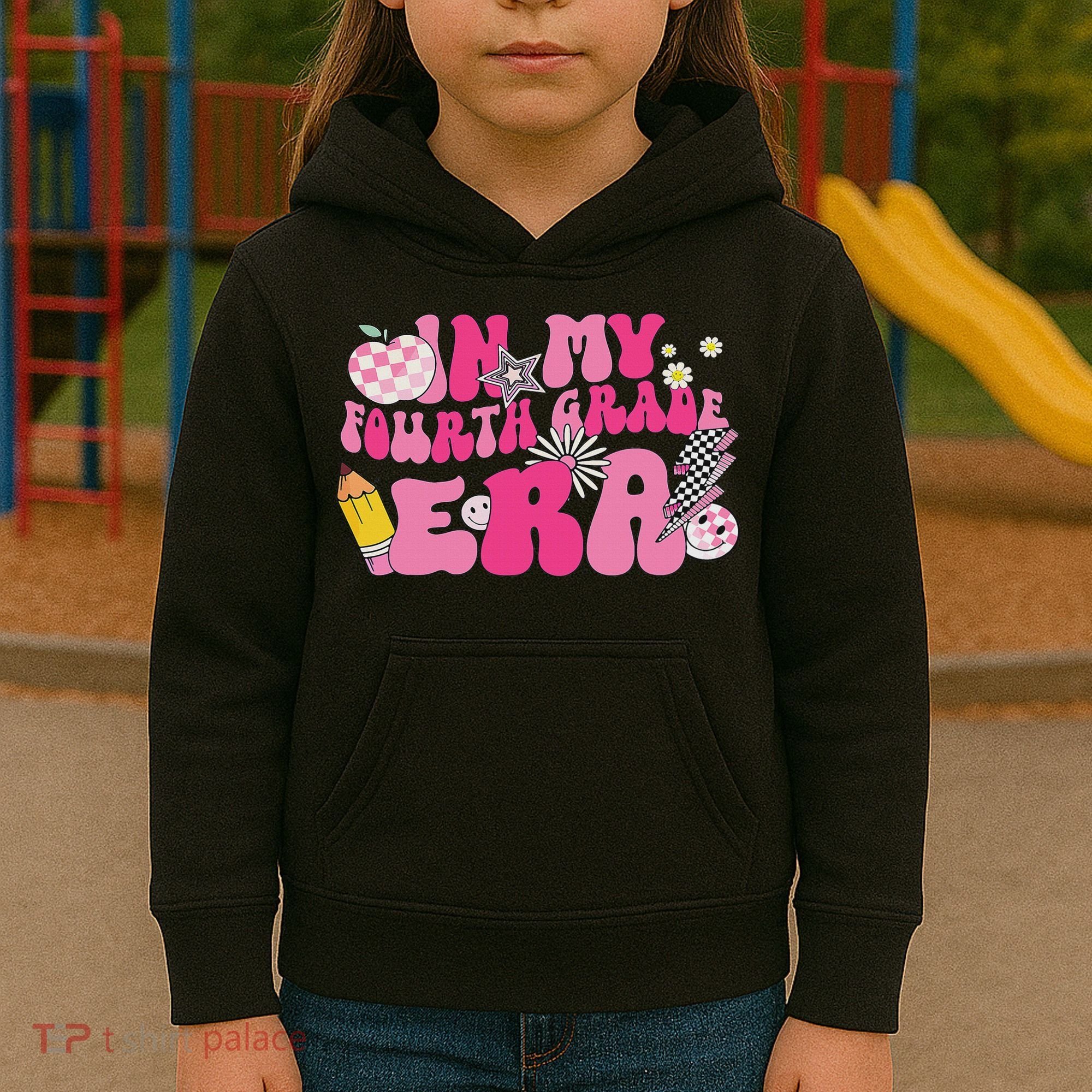 In My Fourth Grade Era Back To School 4th Grade Retro Groovy Kids Hoodie