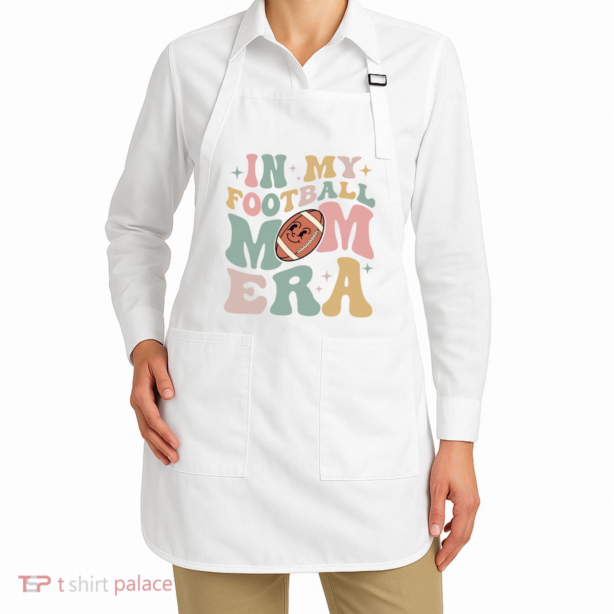 In My Football Mom Era Retro Groovy Football Mom Apron