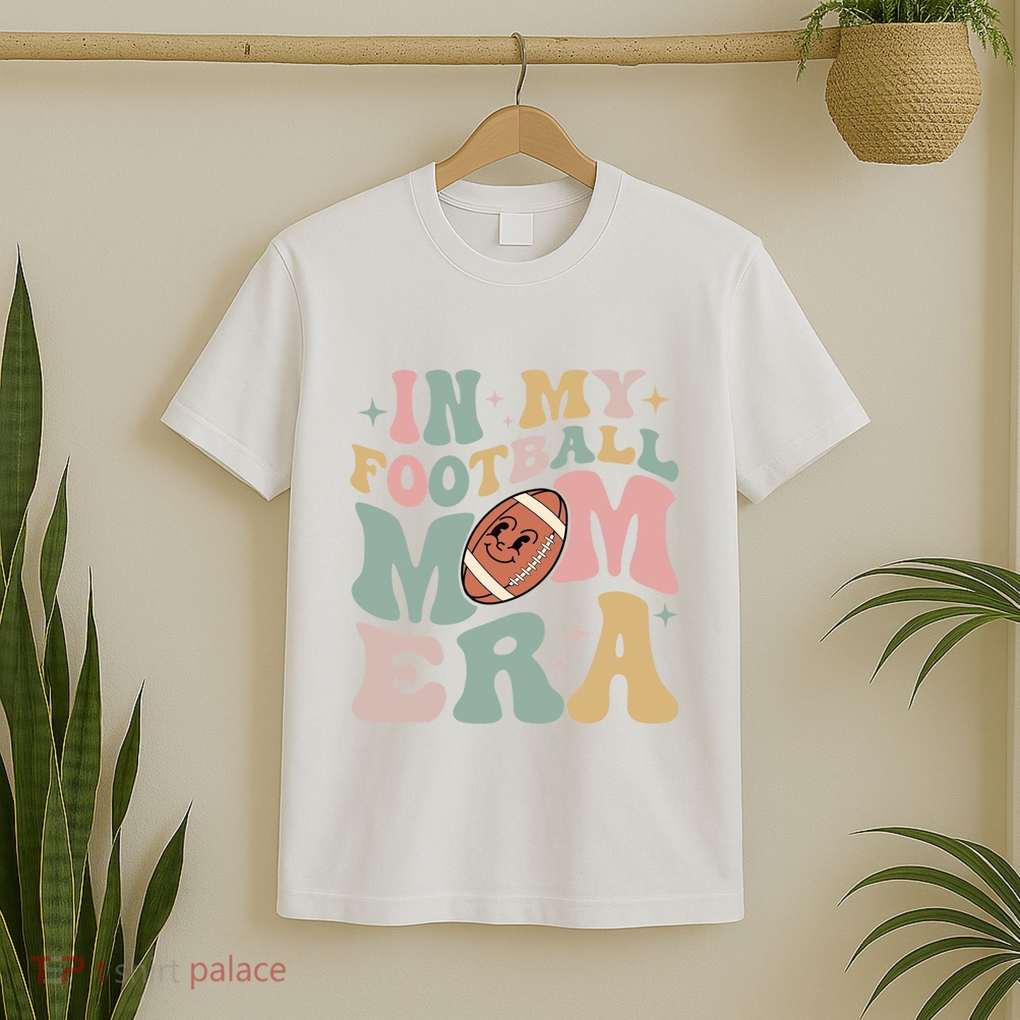 In My Football Mom Era Retro Groovy Football Mom T-Shirt