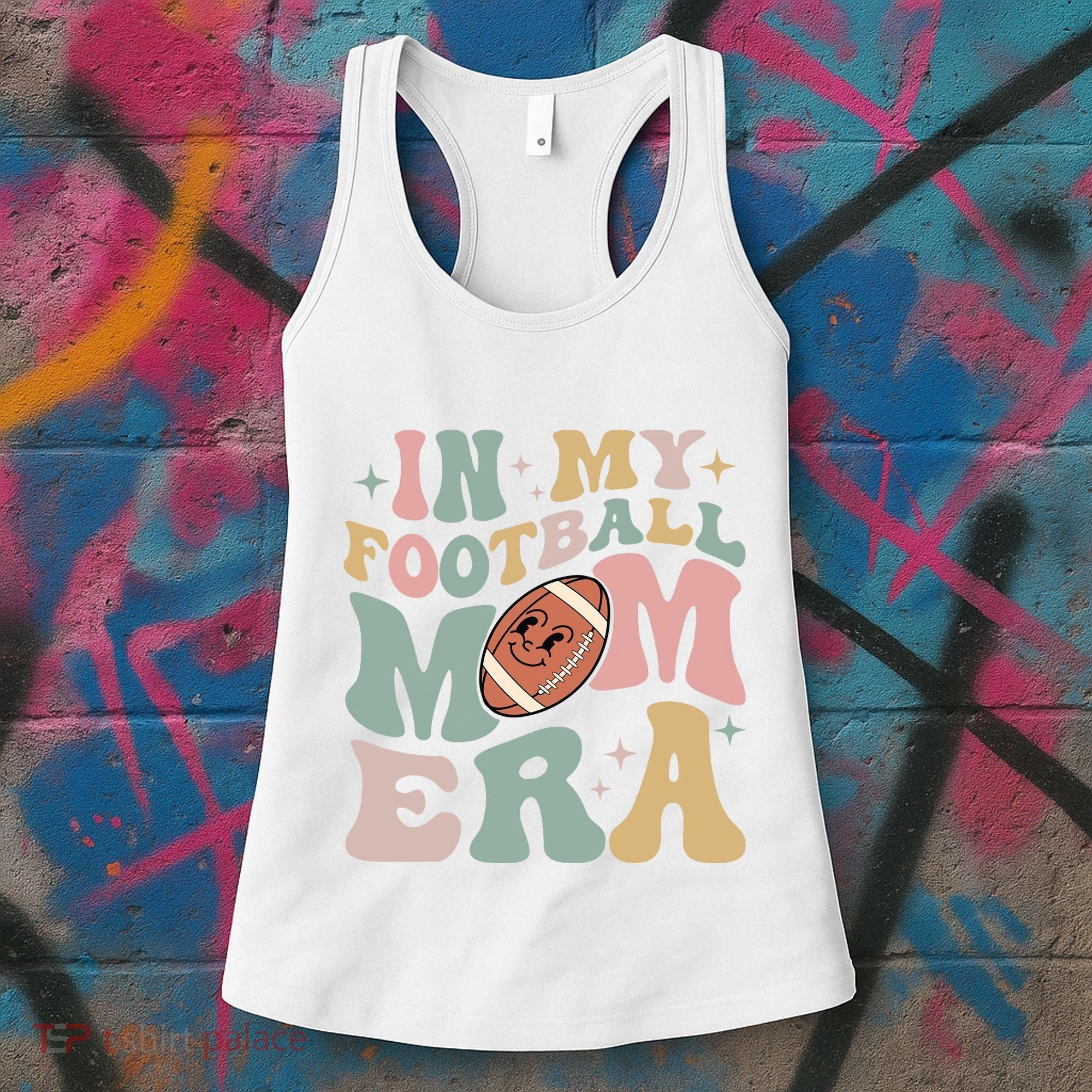 In My Football Mom Era Retro Groovy Football Mom Women's Tank Top
