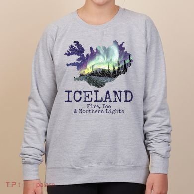 Iceland Map Fire Ice Northern Light Icelandic Souvenir Women's Sweatshirt