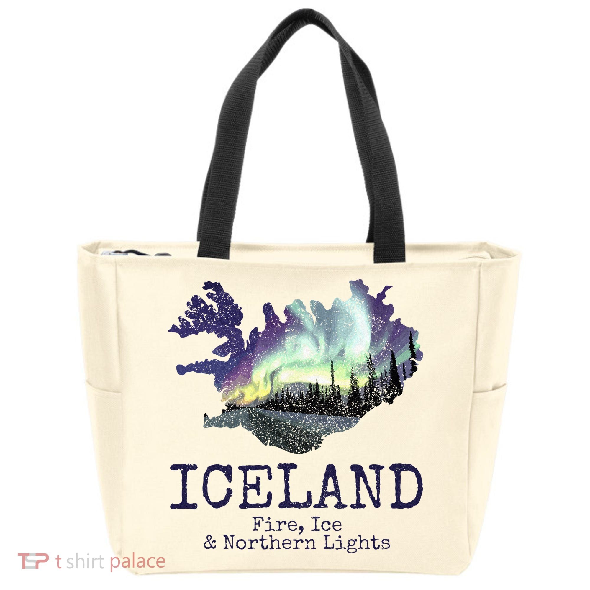 Iceland Map Fire Ice Northern Light Icelandic Souvenir Tote Bag