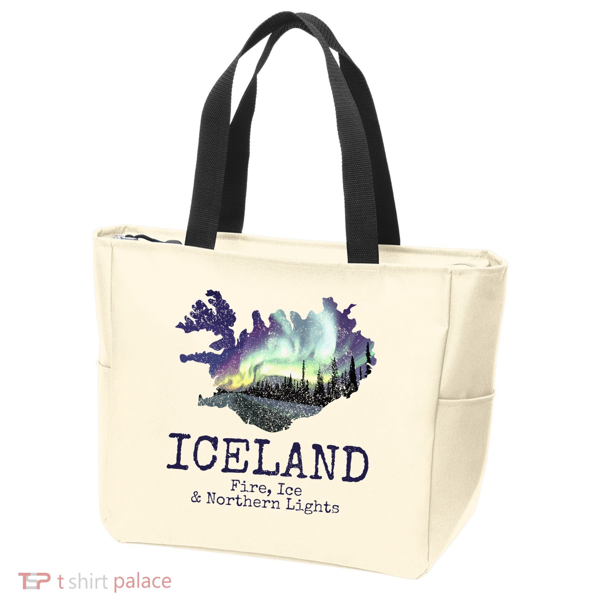 Iceland Map Fire Ice Northern Light Icelandic Souvenir Tote Bag