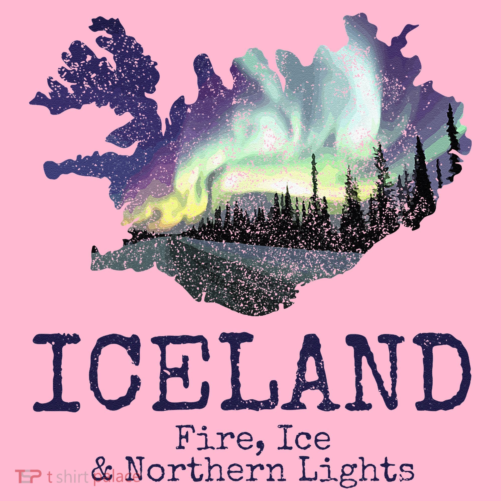 Iceland Map Fire Ice Northern Light Icelandic Souvenir Coaster