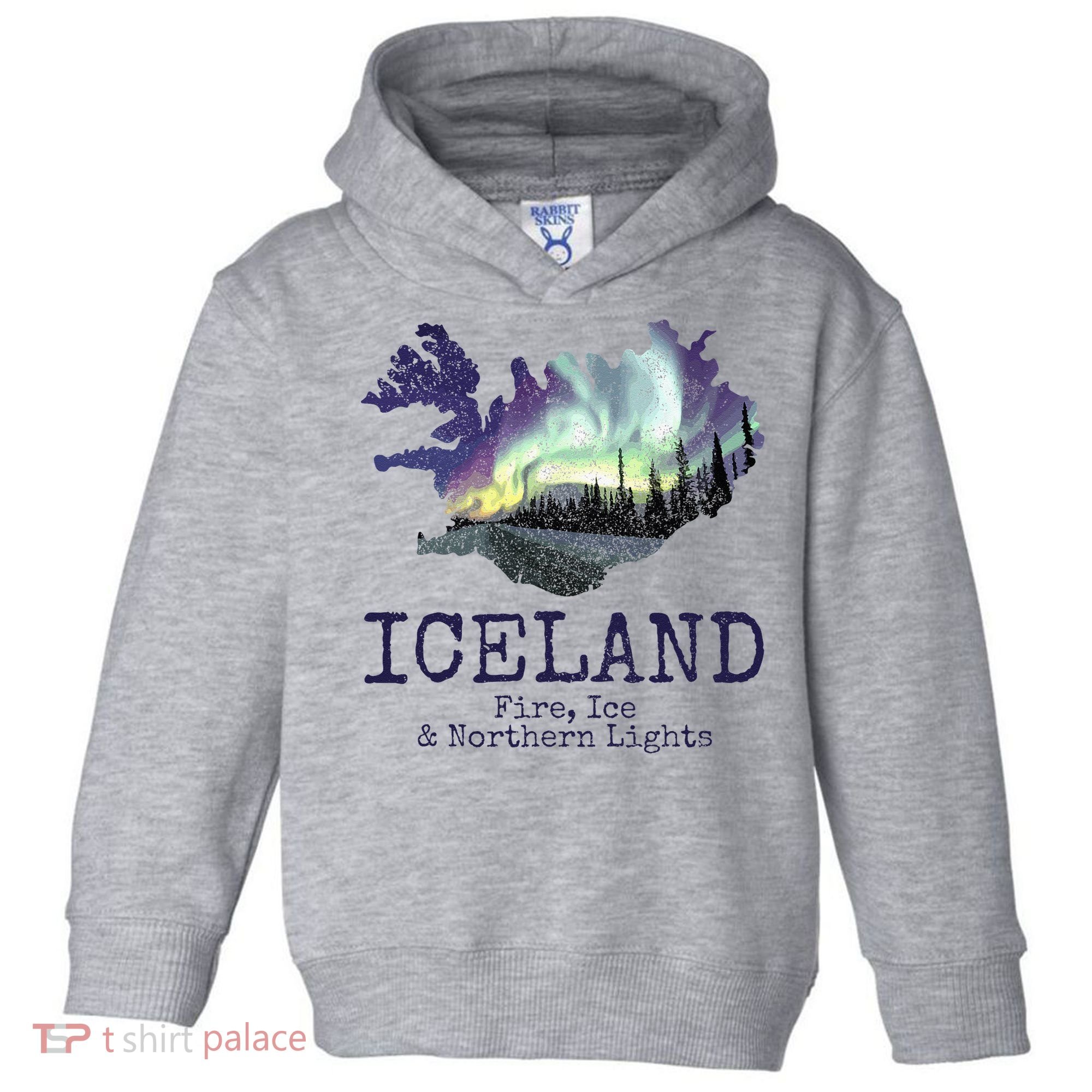 Iceland Map Fire Ice Northern Light Icelandic Souvenir Toddler Hoodie