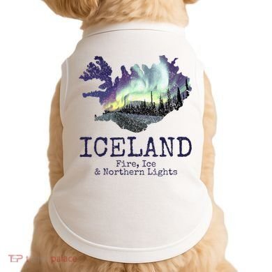 Iceland Map Fire Ice Northern Light Icelandic Souvenir Doggie Tank