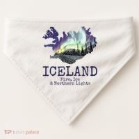 Iceland Map Fire Ice Northern Light Icelandic Souvenir USA-Made Doggie Bandana thumb 0