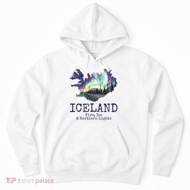 Iceland Map Fire Ice Northern Light Icelandic Souvenir Hoodie