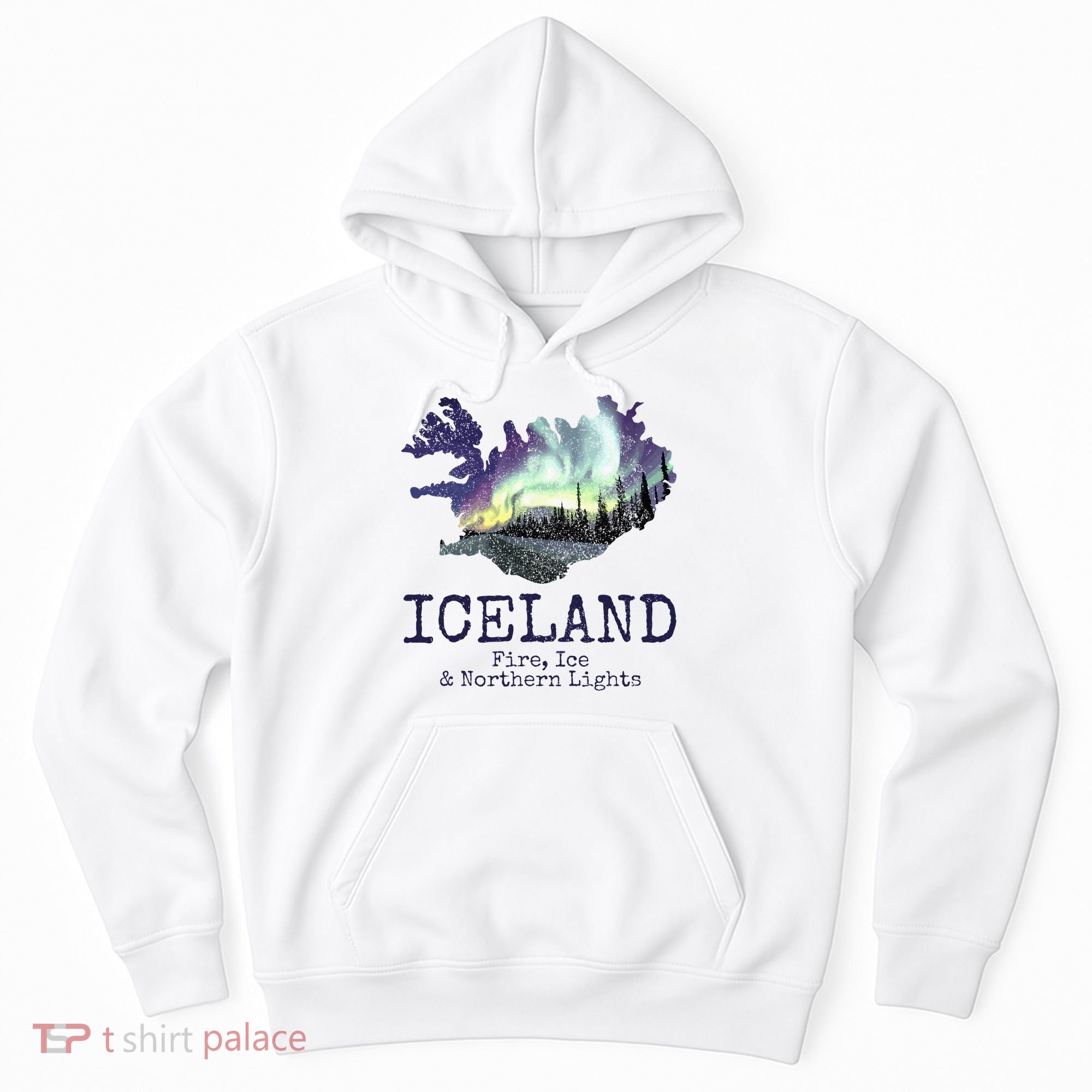 Iceland Map Fire Ice Northern Light Icelandic Souvenir Hoodie