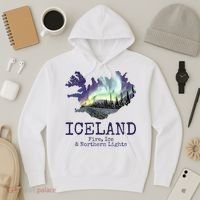 Iceland Map Fire Ice Northern Light Icelandic Souvenir Hoodie thumb 3