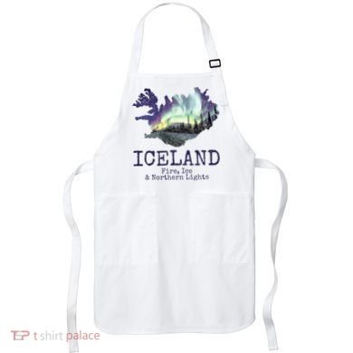 Iceland Map Fire Ice Northern Light Icelandic Souvenir Apron