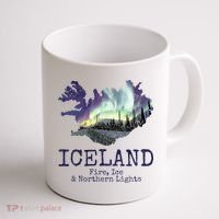 Iceland Map Fire Ice Northern Light Icelandic Souvenir Coffee Mug thumb 1